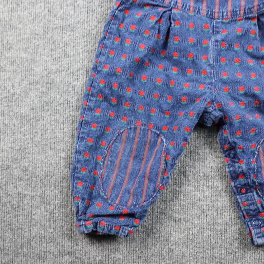 VINTAGE OshKosh B'gosh Overalls Girls‎ 2T Blue Floral Stripe Made USA 90s